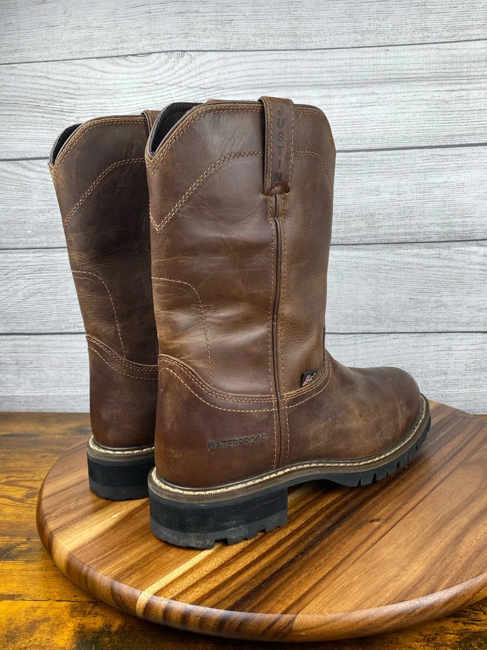 Justin Worker II Rugged Round Toe Wellington Waterproof Work Boot Men’s Size 9 D